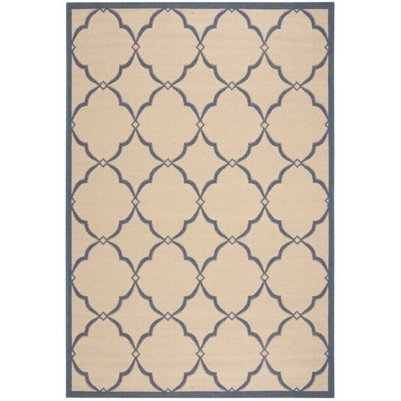 SAFAVIEH Beach House Sharla Geometric Indoor/Outdoor Area Rug, Cream/Blue, 2'2" x 4'