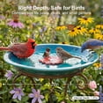 thumbnail image 6 of Topadorn Birdbath Ceramic Bowl Decor for Bee Bird Bath Outdoor Garden Vintage Yard,Blue with Red Flower, 6 of 6