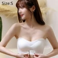 thumbnail image 2 of Women Lingerie Strapless Front Buckle Lift Bra, Anti-Slip Invisible Push Up Bandeau Bra - White, 2 of 6
