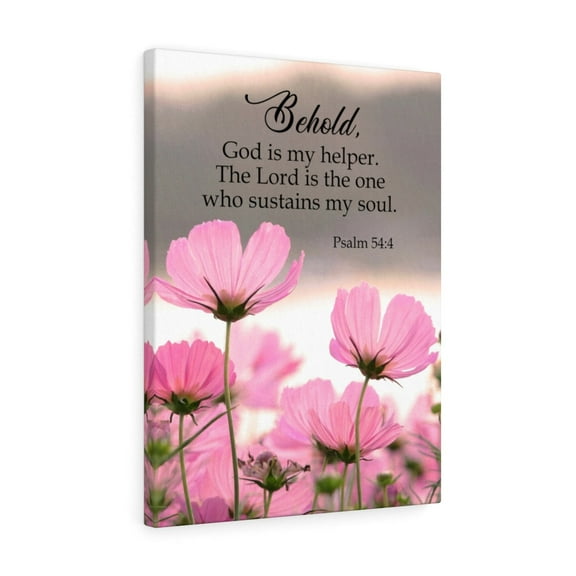 Scripture Walls Psalm 54:4 Behold God is My Helper Bible Verse Canvas Christian Wall Art Ready to Hang Unframed