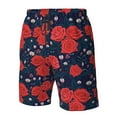 thumbnail image 6 of Uemuo Rose Flower Pattern Men's Swim Trunks Hawaiian Beach Bathing Suit Swimsuits Beach Quick-Dry Shorts with Pockets-Small, 6 of 9