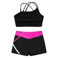 thumbnail image 3 of Haitryli Kids Girls Dancing Clothing Set Criss Cross Back Tank Top with Shorts Outfit Ballet Jazz Hot Pink 10, 3 of 7