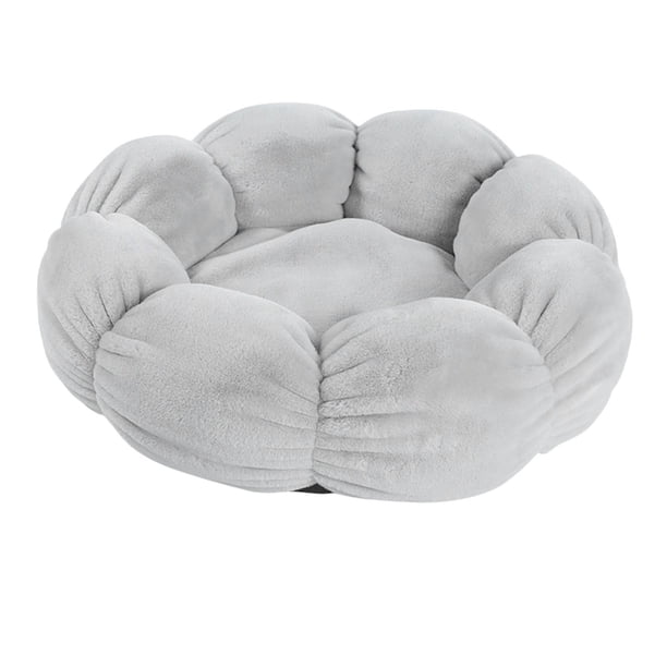 Cama para gatos con forma de flor, cálida cesta nido para perros, caseta para gatitos, bonita cama con capucha para interiores Gris L