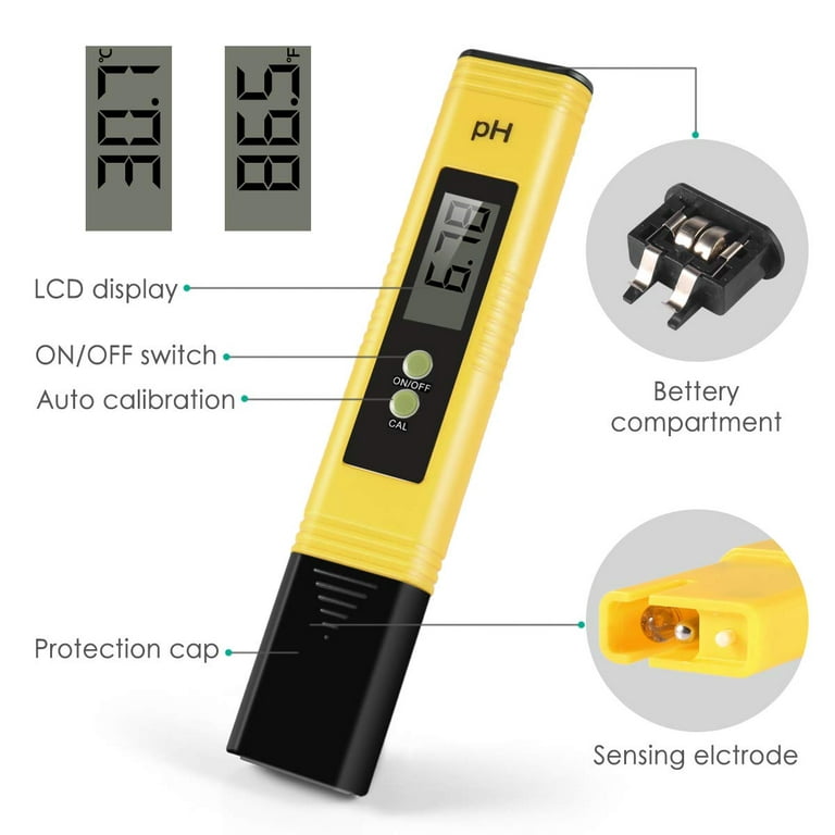 PH Meter, Digital PH Tester 0.01 High Accuracy PH Meter for Water, pH Pen  with 0-14 PH Measurement Range for Hydroponics, Household Drinking, Pool  and