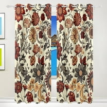Dark Flowers Floral Curtains Black Out 72 Inch Length Curtains for Sliding Glass Doors Bedroom Living Room 2 Pack
