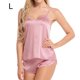 thumbnail image 1 of Conjunto de pijama sin mangas con tirantes y pantalones cortos con cuello en V para mujer, color rosa, L Monstrate AP001994-07, 1 of 7