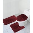 thumbnail image 2 of 3-Piece Bath Rug Set Pattern Bathroom Rug Set | Rug (50cmx80cm), large Contour Mat (50cmX50cm) with Lid Cover (46cmX48CM) Burgundy, 2 of 2