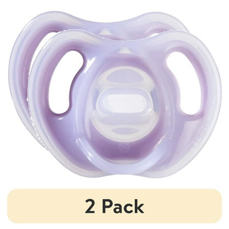 (2 pack) Tommee Tippee Ultra-Light Silicone Pacifier, 6-18 months, Symmetrical One-Piece Design, BPA-Free Silicone Binkies, Includes Sterilizer Box, 2 Pack