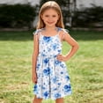thumbnail image 5 of Zpanxa Girl Dress Girl's Tiered Pocket Sundress Floral Spaghetti Strap Sleeveless Casual Dresses Blue 2 Years, 5 of 9