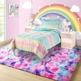 thumbnail image 2 of Lochas Super Soft Rainbow Area Rugs Colorful Carpet Plush Rug for Living Room Bedroom Kidroom Fluffy Mat, 3'x5', 2 of 7