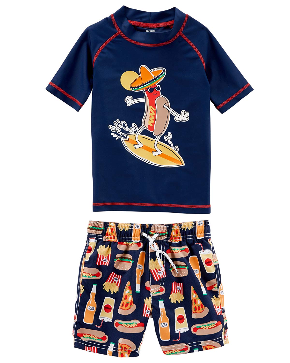 Download Carter's Swimwear - Boy's Hot-Graphic Mock-Neck 2pc Swim Trucks 3T - Walmart.com - Walmart.com