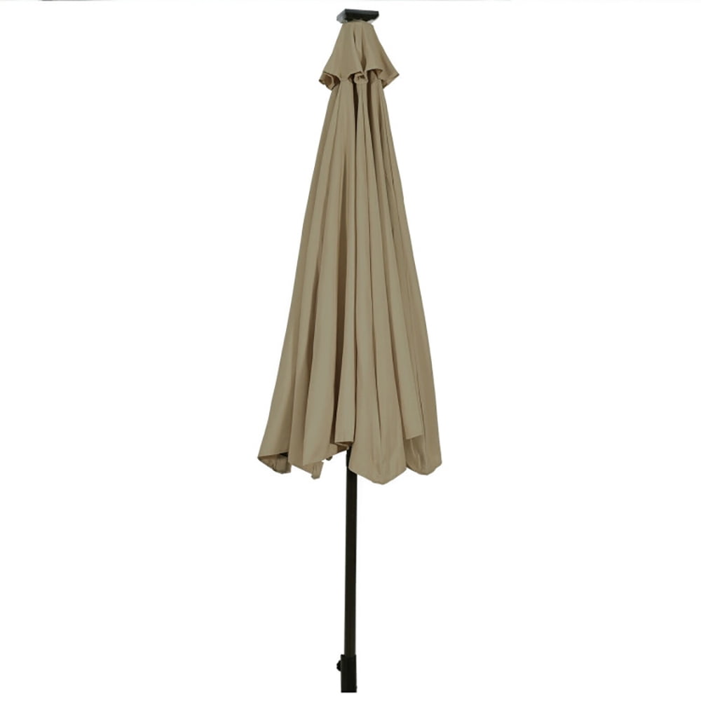 Aimee Lii 10' Solar LED Lighted Patio Market Umbrella Shade Tilt Adjustment Crank, Table Umbrella Outdoor Patio, Tan Aimee Lii 10' Solar LED Lighted Patio Market Umbrella Shade Tilt Adjustment Crank, Table Umbrella Outdoor Patio, Tan