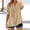 Khaki, variant on Lumosvexa Womens Plain T-Shirt for Women Linen Short Shirt Tops V-neck Cotton T Shirt Blue Size S