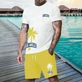 thumbnail image 2 of Mens Outfits 2 Piece Fashion Casual Printing Business Casual Wear Fashion Summer Beach Outfits Sport Suits,Light Yellow,XL, 2 of 4