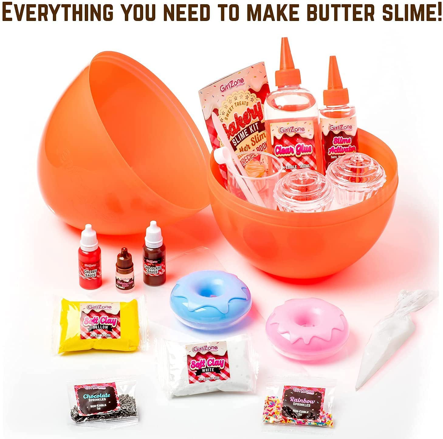 GirlZone Sweet Treats Butter Slime Bakery Kit, Everything in One Egg to Make Scented Slime, Slime Butter and Birthday Cake Scented Slime in One Butter
