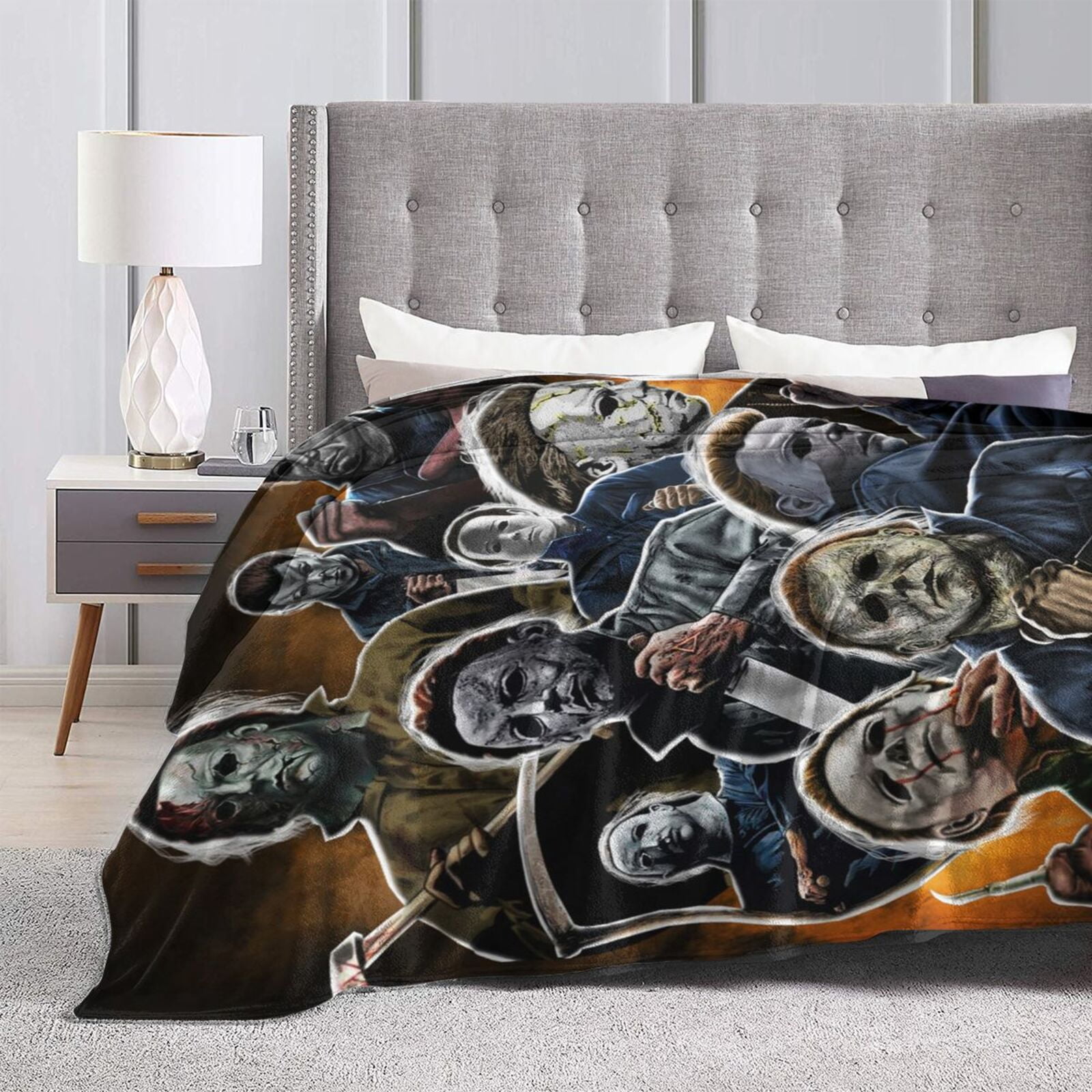 Horror Movie Michael Myers Throw Blanket 50"X40" Soft Flannel Lightweight Plush Air Conditioner Quilt Suitable For Sofa,Living Room,Bedroom,Double Bed