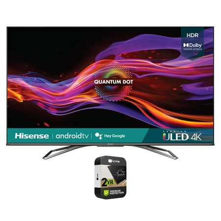 Hisense 65U8G 65 Inch U8G Series 4K ULED Quantum HDR Smart Android TV 2021 Bundle with Premium 2 Year Extended Protection Plan