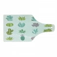thumbnail image 1 of Exotic Cutting Board, Various Saguaro Barbary Fig Prickly Pear Peyote Tropical Plants, Decorative Tempered Glass Cutting and Serving Board, Wine Bottle Shape, Green Turquoise, by Ambesonne, 1 of 1