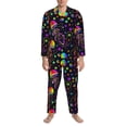 thumbnail image 3 of Salouo Rainbow Jellyfishes Print Button-Front Long Sleeve Pajama Set for Men, Soft 2Pjs Men's Long Sleeve Sleepwear-X-Large, 3 of 7
