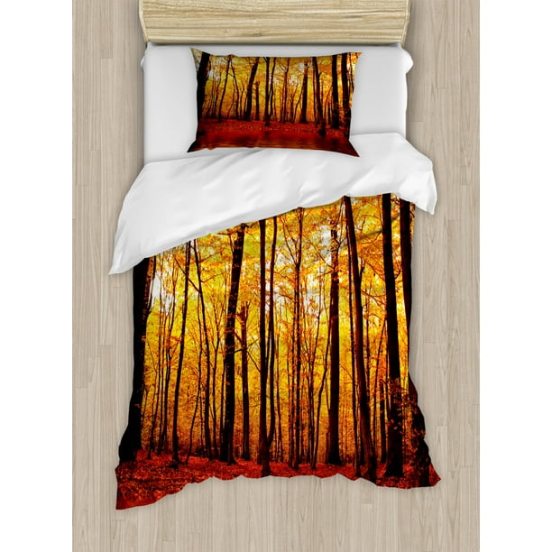 Nature Duvet Cover Set Forest Trees In The Fall With Orange Warm Leaves Lake Woodsy Design Farmhouse Decorative Bedding Pillow Shams Brown By Ambesonne Com - Orange And Gold Bedding Nature Duvet Cover Set Forest Trees In The Fall With Orange Warm Leaves Lake Woodsy Design Farmhouse Decorative Bedding Pillow Shams Brown By Ambesonne Com - Orange And Gold Bedding