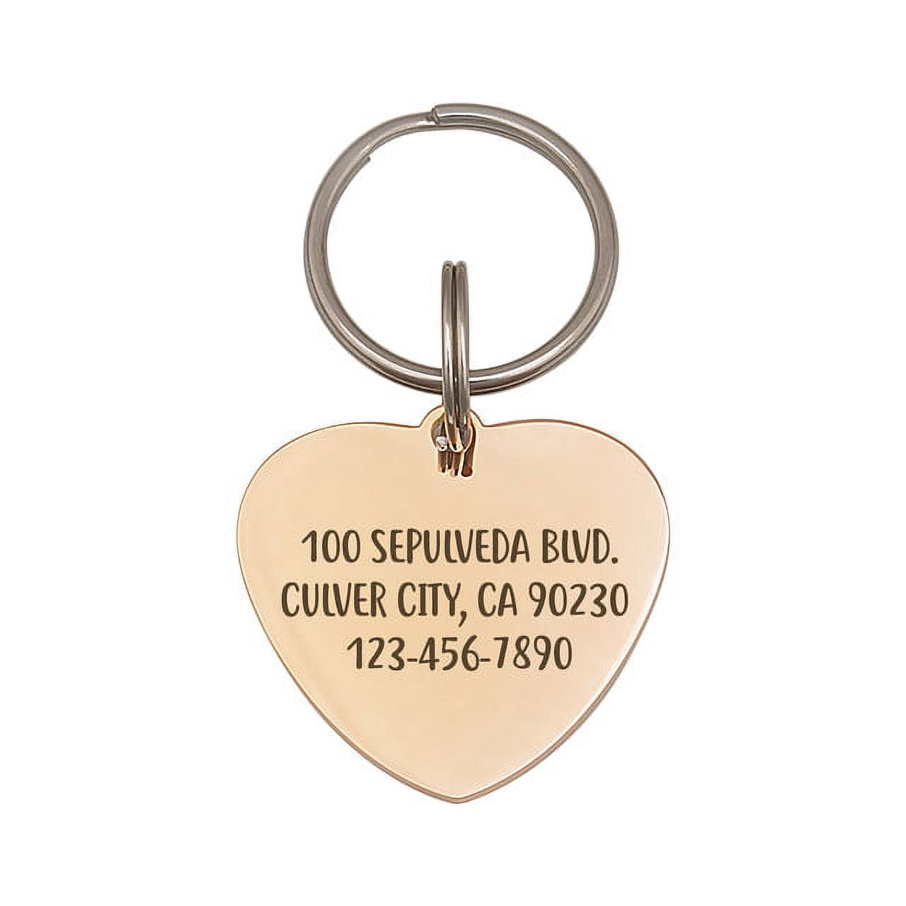 Anavia Stainless Steel Double Sided Heart Name - Frame Engraved Dog & Cat ID Tag, Rose Gold, L