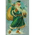 thumbnail image 2 of Missouri History Museum 11x14 White Modern Wood Framed Museum Art Print Titled - Christmas postcard with Santa Claus wearing green robes, 2 of 4
