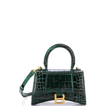 Pre-Owned Hourglass Top Handle Bag Crocodile Embossed Leather XS By Rebag