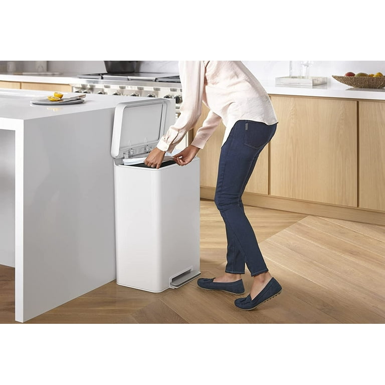 Kohler K-20940-STW 13 gal Stainless Steel Step Can, White