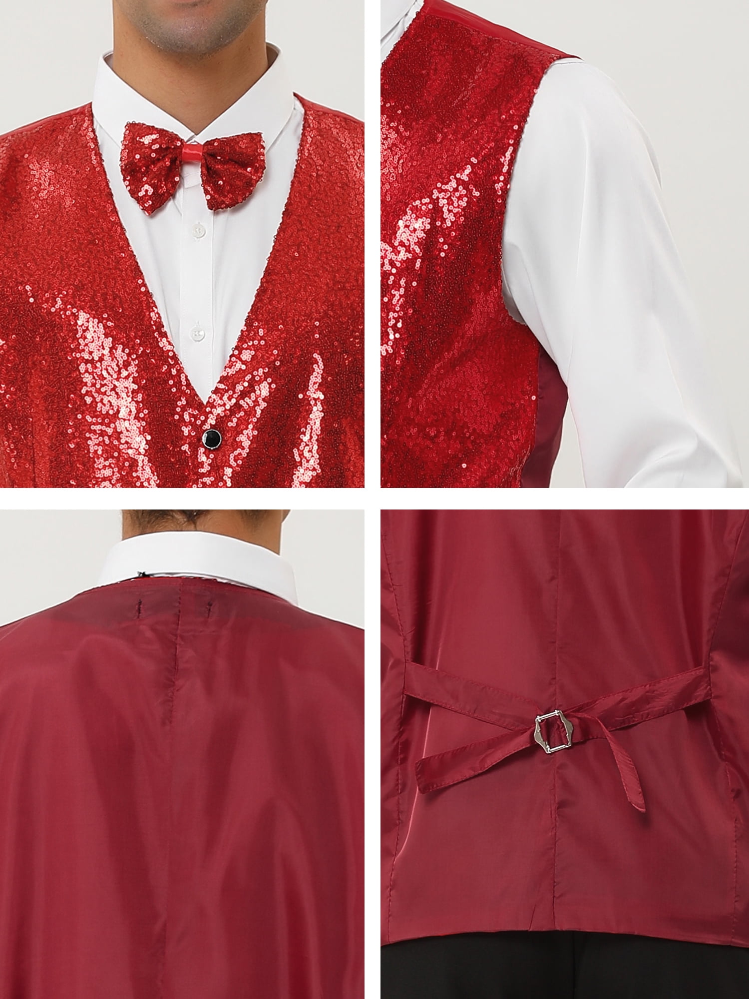 Unique Bargains Men's Disco Shiny Sequin Vest Suit Waistcoat Unique Bargains Men's Disco Shiny Sequin Vest Suit Waistcoat