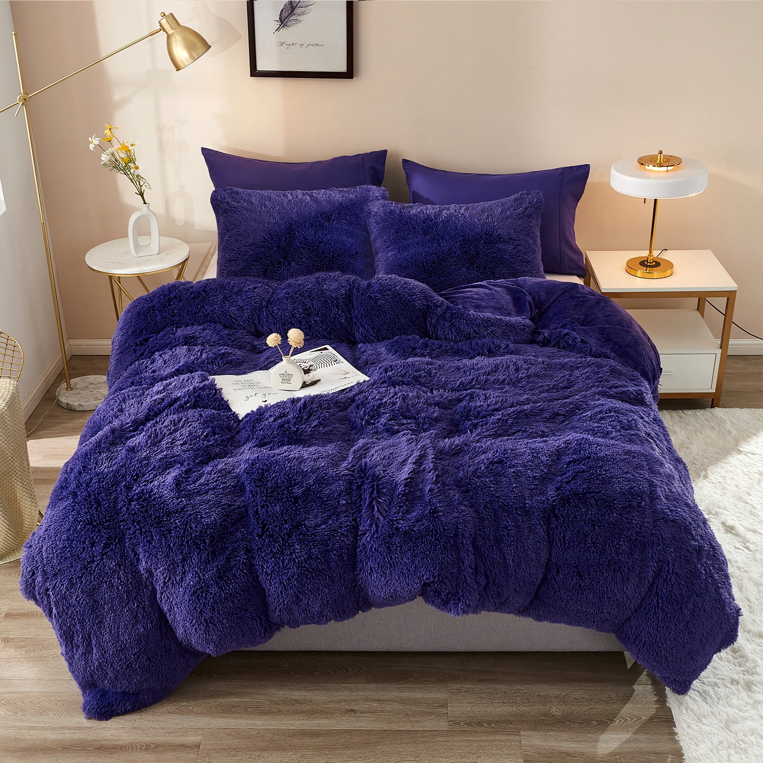 5 Piece Shaggy Duvet Cover Set, Luxury 
