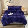 thumbnail image 2 of HAOK, HAOK Twin Size Faux Fur 3 Piece Duvet Set,Zipper Closure, Purple, plush long faux fur, 2 of 6