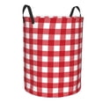 thumbnail image 2 of Balery Red Checkboard Round Laundry Basket with Handles Waterproof Freestanding Laundry Hamper for Clothes Toys in the Dorm and Family-Small, 2 of 8