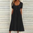thumbnail image 2 of Robe d'Été Décontractée à Œillets pour Femmes, Robe Maxi Brodée Boho, Robe Longue Plissée, Vêtements Tendance pour Vacances à la Plage 2025, 2 of 6