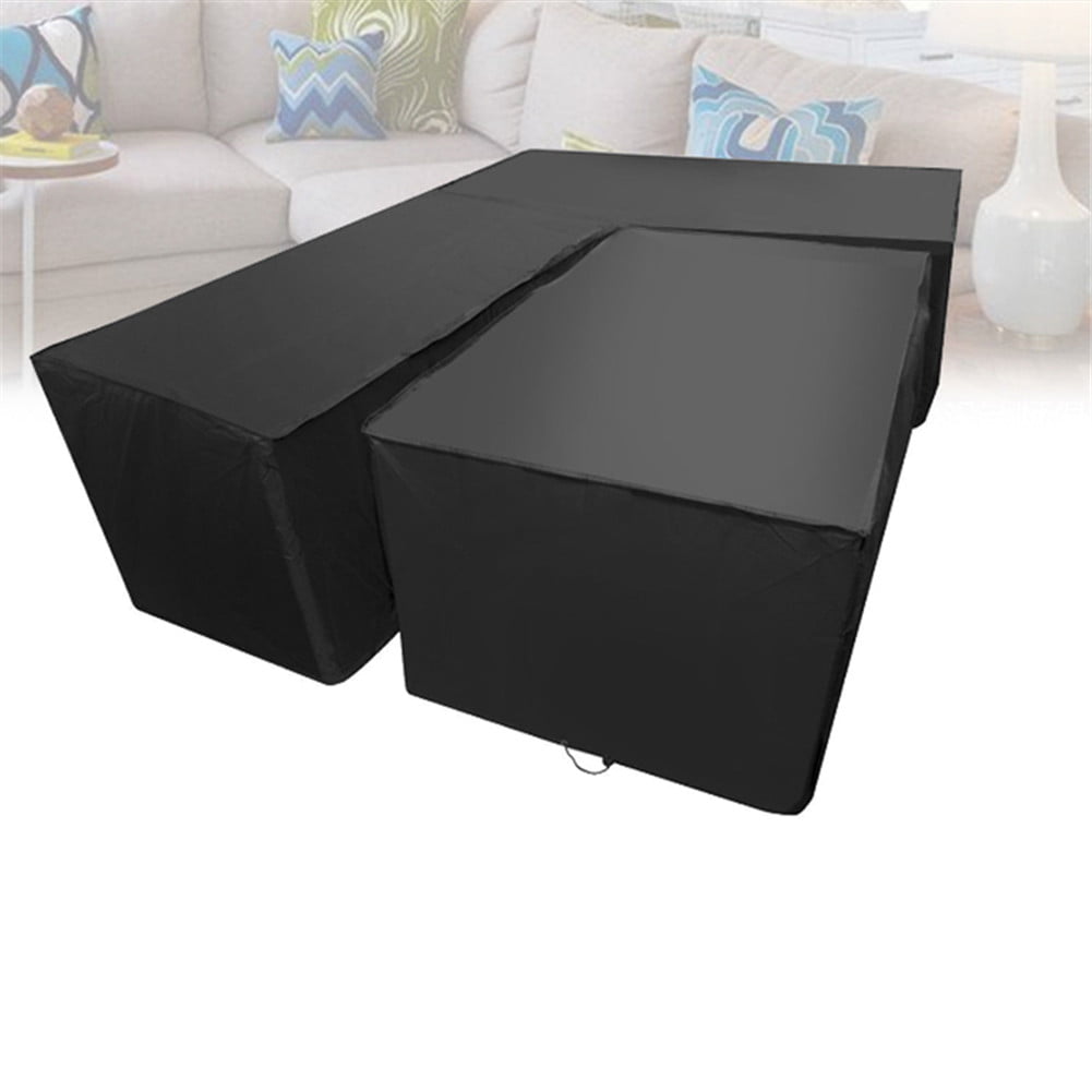 270 * 270x90cm, Black miuline L Shaped Garden Furniture Covers Dustproof Heavy Duty Outdoor Patio Rattan Corner Sofa Cover with Storage Bag for Moving or Sunscreen 