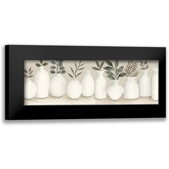Jacobs, Cindy 14x7 Black Modern Framed Museum Art Print Titled - Ivory Vases in a Row
