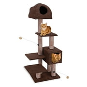 Penn Plax Dual Cat Hide-Away and Lounge Tower with Rubbing Posts
