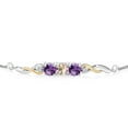 thumbnail image 2 of 925 Sterling Silver and 10K Yellow Gold Peach Morganite Purple Amethyst and White Lab Grown Diamond Tennis Bracelet for Women (1.37 Cttw, Gemstone October Birthstone, Fully Adjustable up to 9 inch), 2 of 4