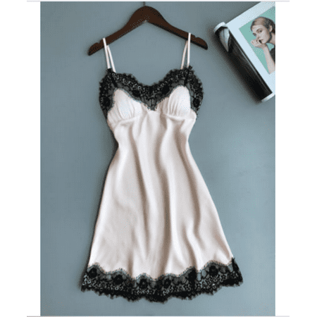 Women V Neck Nightdress  Babydoll Lace Sleepwear  Spaghetti Strap Pajamas