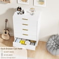 thumbnail image 4 of Commode à 5 Tiroirs Commode pour Chambre 29,5 Po Dessus Cannelé en Faux Marbre Commode avec Poignées Dorées Anti-Basculement Blanc, 4 of 8