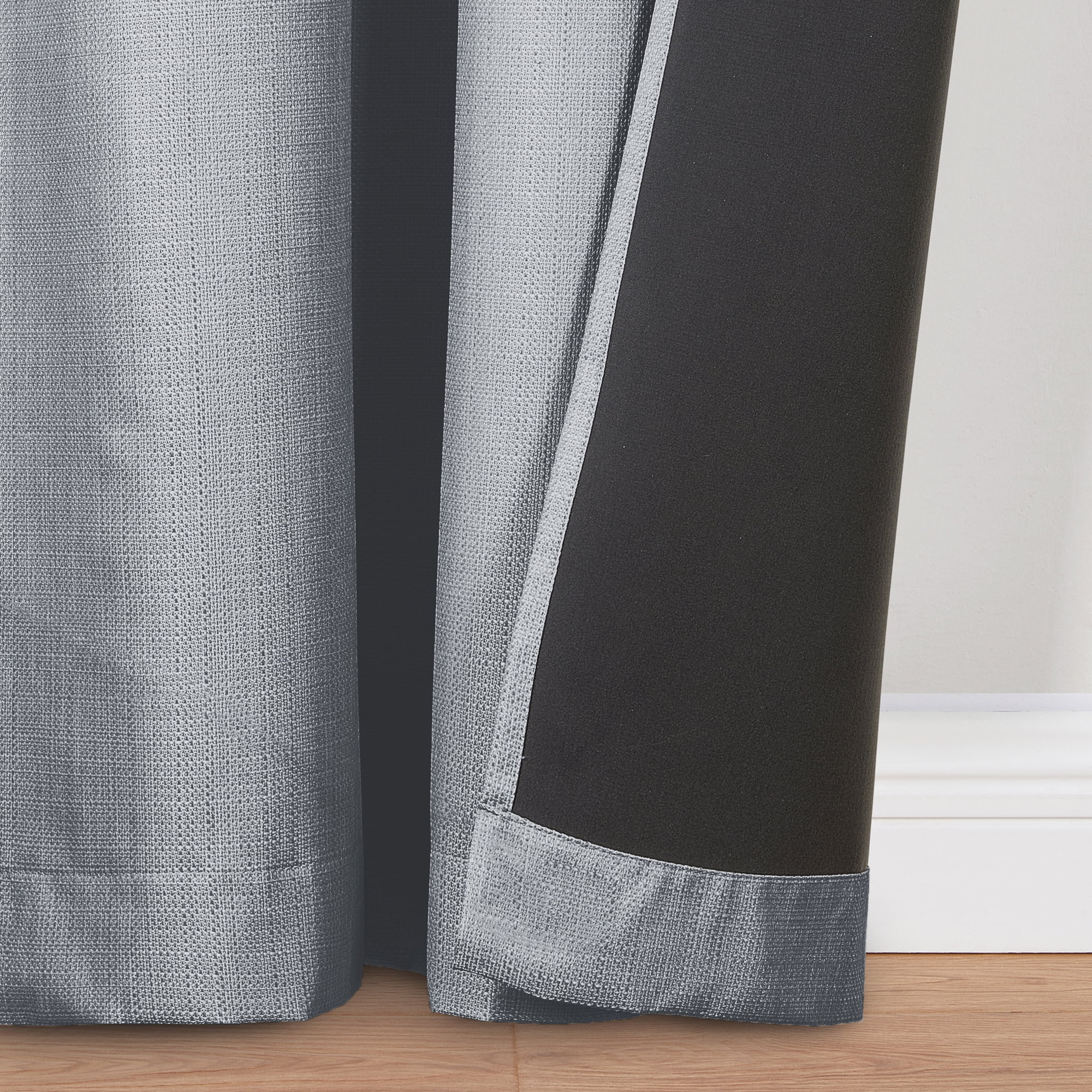 Ecologee Textured 100% Blackout Indoor Curtains 2 Pack Panel Set - 100% Recycled, Gray, 40" W x 63" L