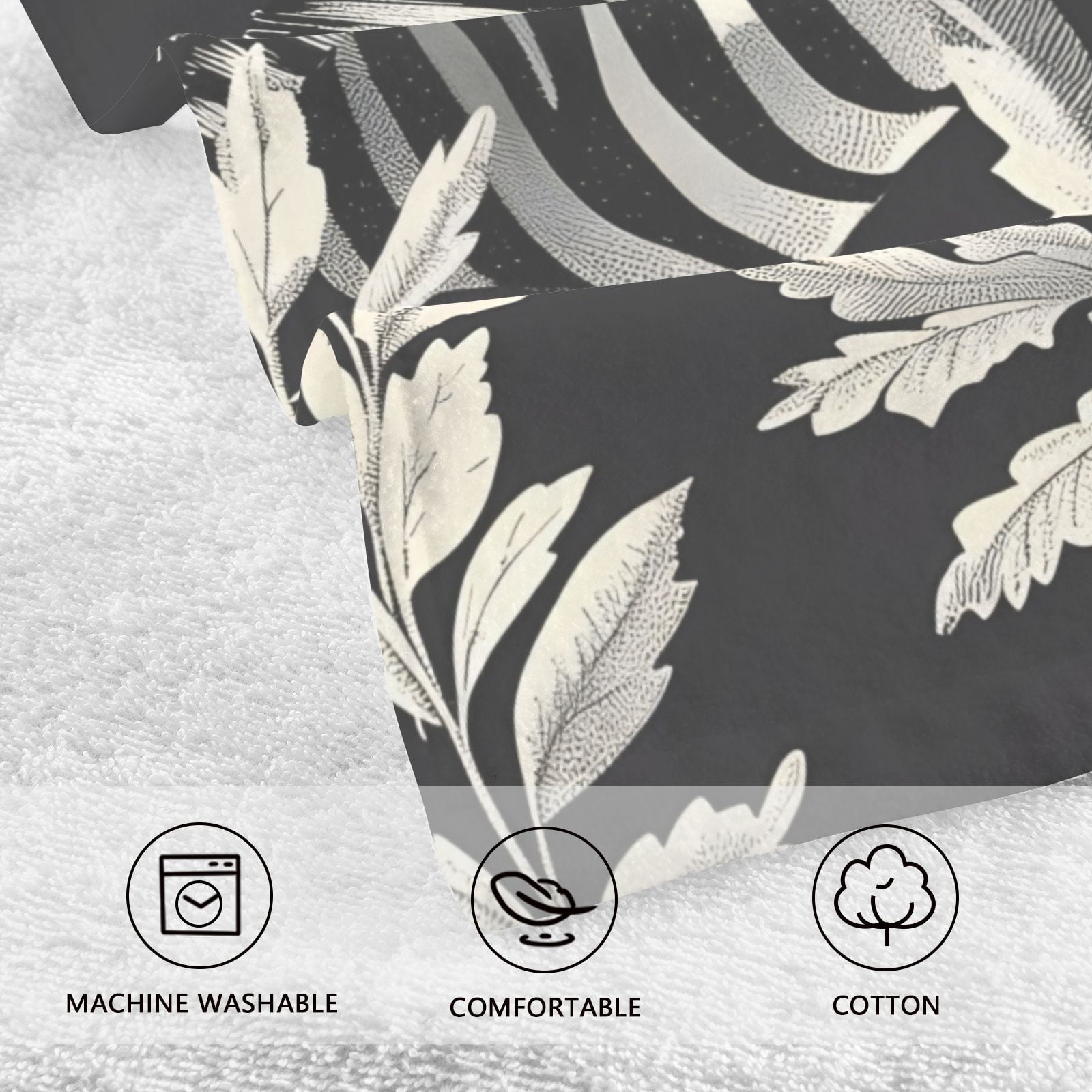 Zebra and Leaves Hand Towels Cotton Bath Towels Large Face Towels Absorbent for Bathroom 2 Packs