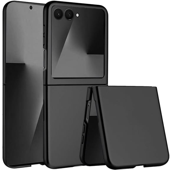 TJS Phone Case for Samsung Z Flip 8 Flip, Slim Matte Finish Snap On Protective Cover (Black)