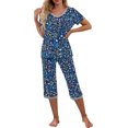thumbnail image 2 of Puntoco Pijamas para mujer Conjunto de pijama y pantalón de manga corta con cuello en V para mujer Pijamas casuales con bolsillos, 2 of 5