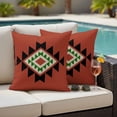 thumbnail image 4 of Red Black Green Boho Outdoor Waterproof Pillow Covers, Farmhouse Vintage Abstract Geometric Decorative Square Throw Pillowcase Sofa Cushion Sham for Patio/Couch/Chair, 20"x20" 2 Pack, 4 of 8