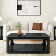 thumbnail image 2 of Plank+Beam Solid Wood 48" Modern Rectangular Coffee Table with Storage Shelf, Black, 2 of 9