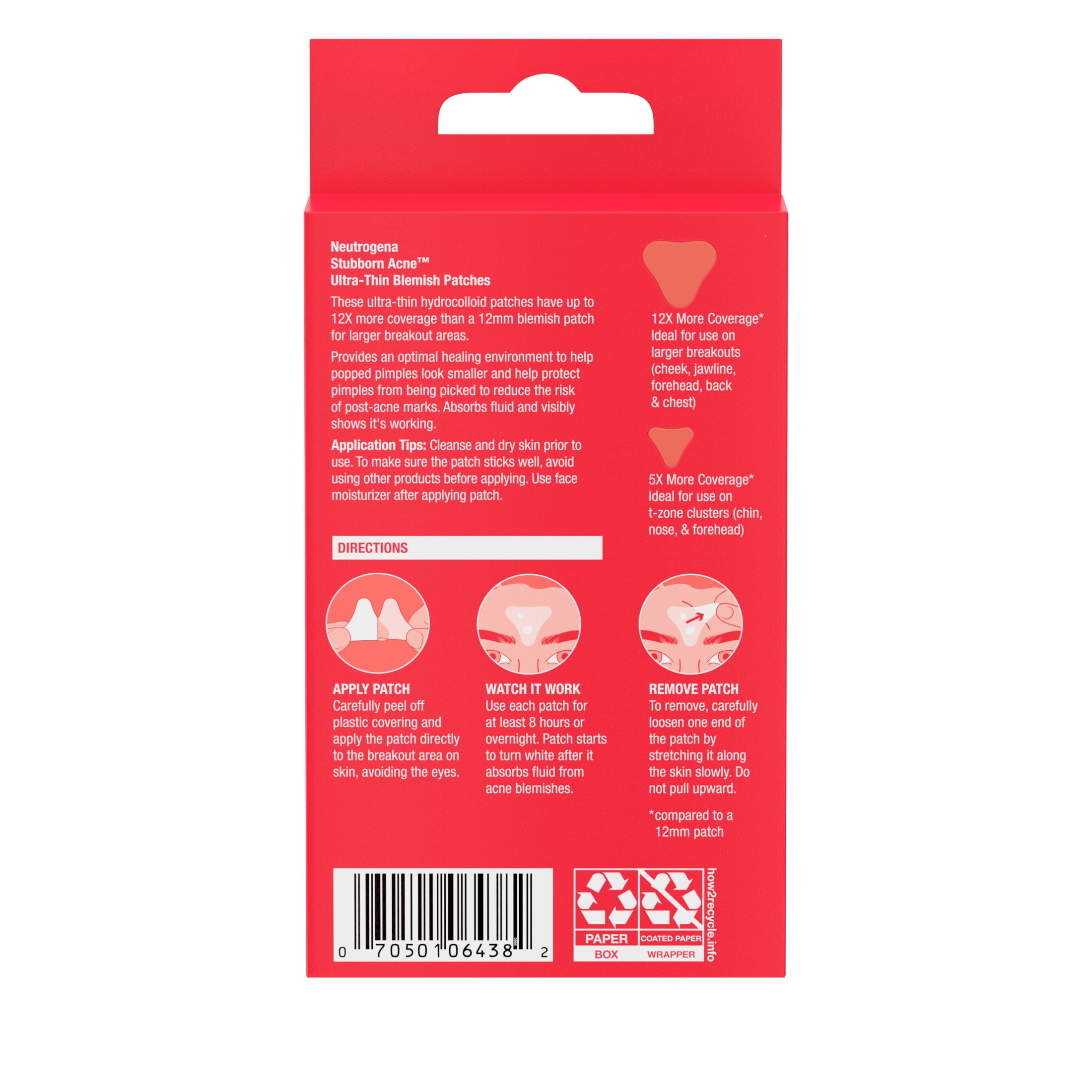 Neutrogena Stubborn Acne Pimple Patches, Hydrocolloid Patches Acne Treatment, 10 Count