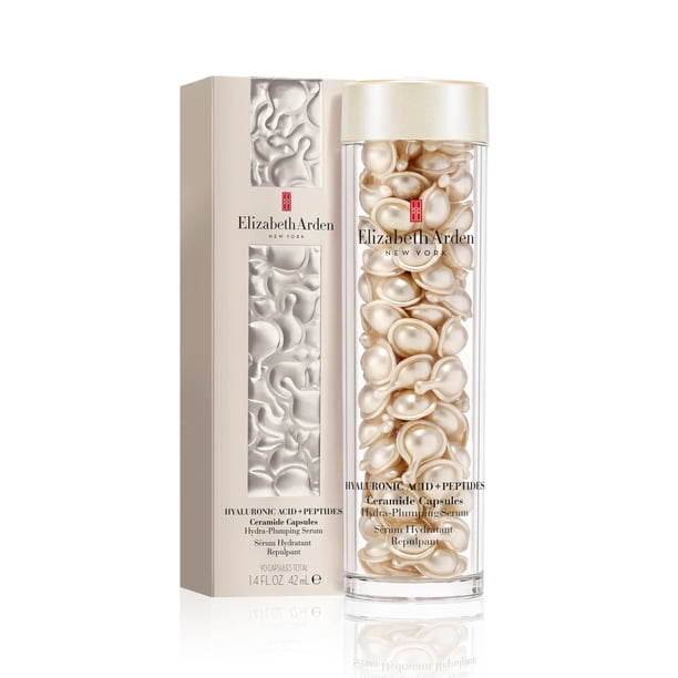 Suero Hydra-Plumping con péptidos de ácido hialurónico y ceramidas de Elizabeth Arden, 90 cápsulas, 45 ml