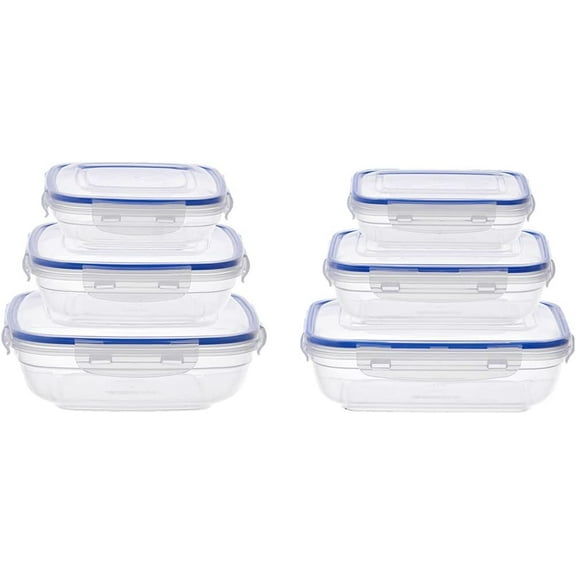 Superio 6 Pack Food Storage Cntainers,Microwave and Freezer Safe,BPA Free Plastic.