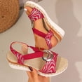 thumbnail image 2 of HomeDM Women's Wedge Sandals Espadrilles Platform Open Toe Ankle Strap Comfort Wedges Heels Summer Beach Shoes, Red Size 6, 2 of 9