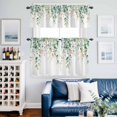 thumbnail image 2 of Teal Summer Eucalyptus Leaves Kitchen Curtains Sets for Windows 36 Inch Length, Spring Botanical Watercolor Rod Pocket Window Treatments Tier Curtains and Valances Set for Bedroom/Bathroom, 2 of 8